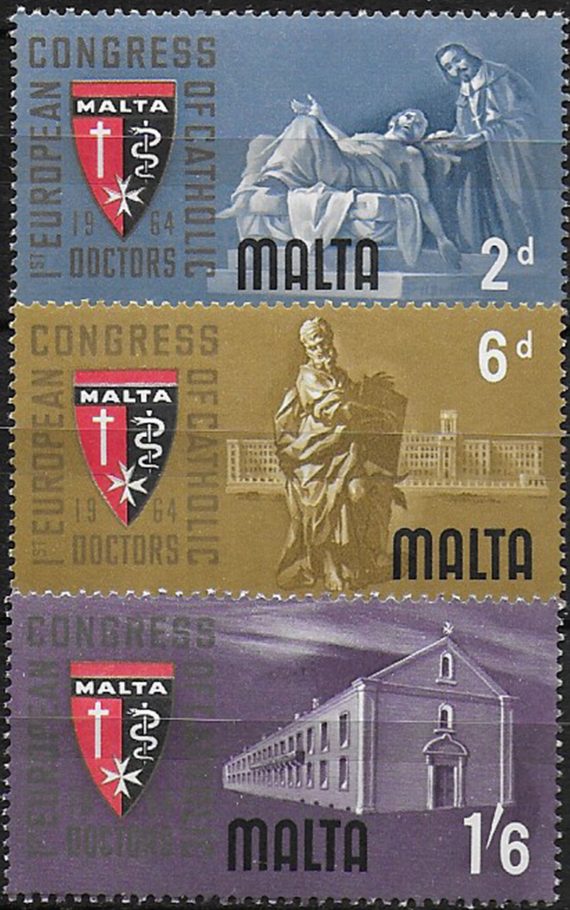 1964 Malta European Catholic Doctors' Congres 3v. MNH SG n. 318/20