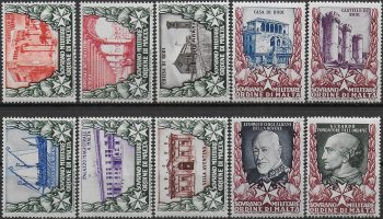 1975 SMOM postage due stamps 10v. MNH Sassone 1/10 variety