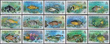 1978 Turks and Caicos fish 15v. MNH SG n. 514A/28A