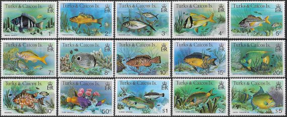 1978 Turks and Caicos fish 15v. MNH SG n. 514A/28A