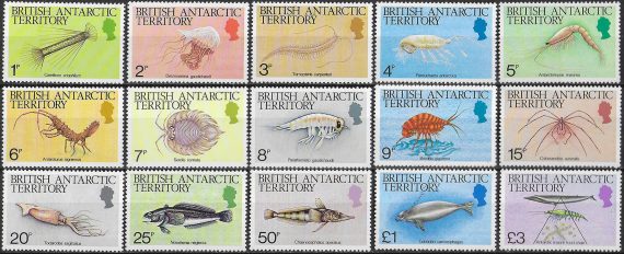 1984 British Antarctic Territory sea animals 15v. MNH Michel n. 108/23