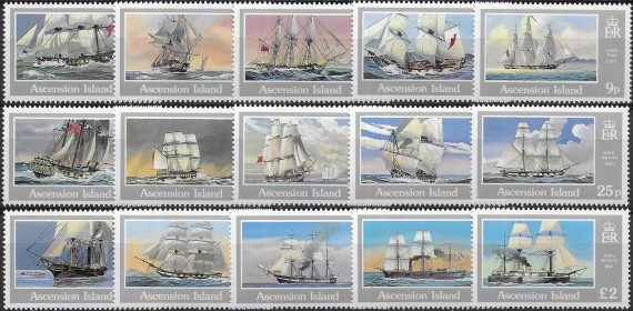 1986 Ascension ships of the Royal Navy 15v. MNH SG n. 409/423