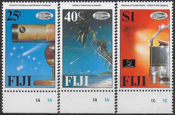 1986 Fiji Halley's comet 3v. MNH S.G. n. 738/40