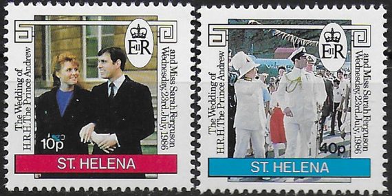 1986 St Helena royal wedding 2v. MNH S.G. n. 486/87
