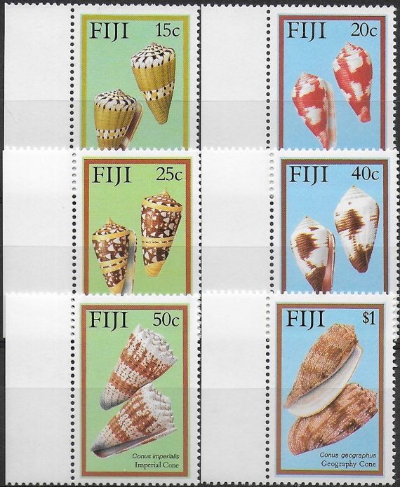 1987 Fiji cone shells 6v. MNH S.G. n. 751/56