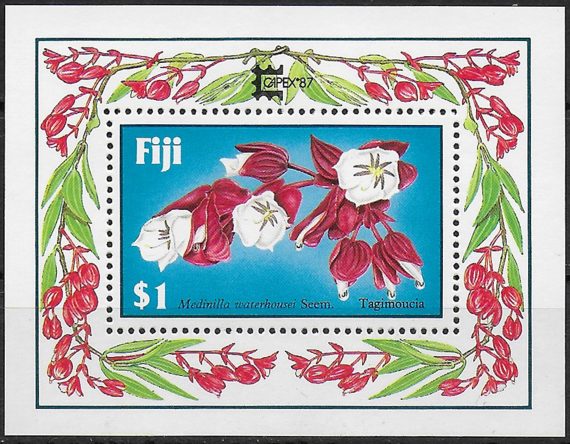 1987 Fiji Tagimoucia flower optd MNH S.G. n. MS 758