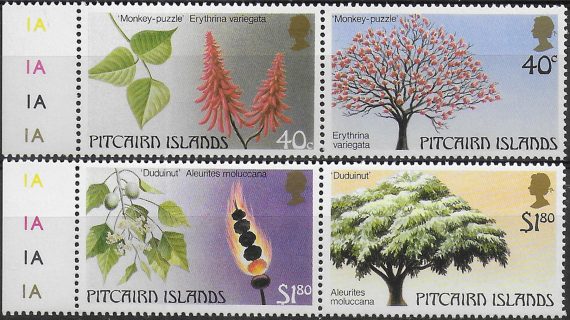 1987 Pitcairn Islands trees 4v. MNH SG n. 304/307