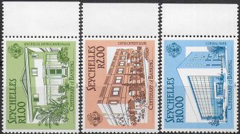 1987 Seychelles centenary of banking 3v. MNH SG n. 671/73