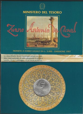 1997 Italia Lire 5.000 Canaletto silver FDC-BU