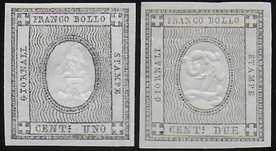 1861 Italia Sardegna Stampati 2v. Diena MNH Sassone n. 19/20