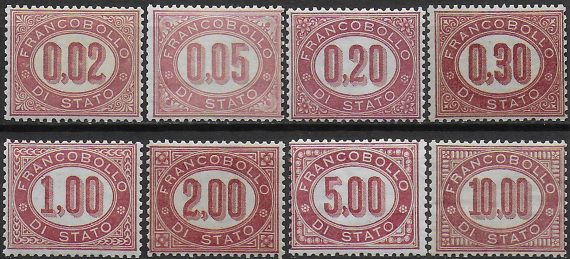 1875 Italia Service 8v. I MNH Sassone n. 1/8