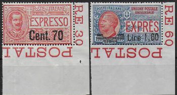 1924-25 Italia Express new value 2v. af MNH Sassone n. 9/10