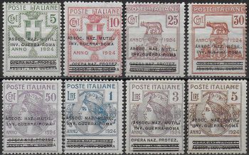 1924 Italia Parastatali overprinted 8v. Sorani MNH Sassone n. 70/77