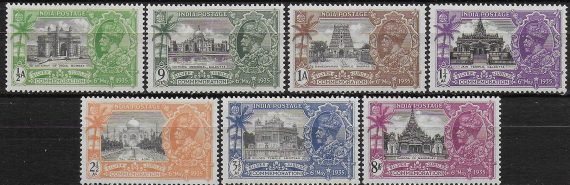 1935 India Silver Jubilee 7v. MNH SG n. 240/46