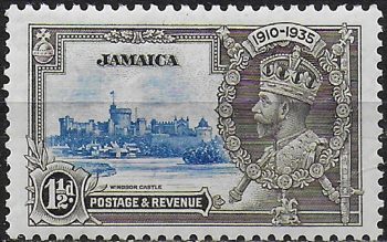 1935 Jamaica Silver Jubilee 1½d.  extra flagstaff MNH SG n. 115a