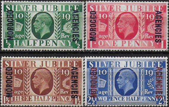 1935 Morocco Silver Jubilee british currency 4v. MNH SG n. 62/65