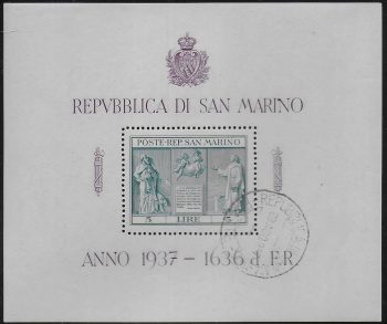1937 San Marino Independence 1MS cancelled Sassone n. 1