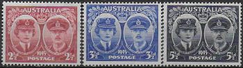 1945 Australia Duke and Duchess of Gloucester 3v. MNH SG n. 209/11