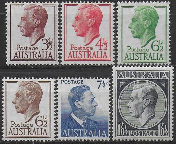 1951-52 Australia King George VI 6v. MNH SG n. 247/52