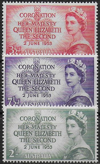 1953 Australia Coronation 3v. MNH SG n. 264/66