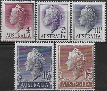 1955-57 Australia Queen Elizabeth II 5v. MNH SG n. 282/82d