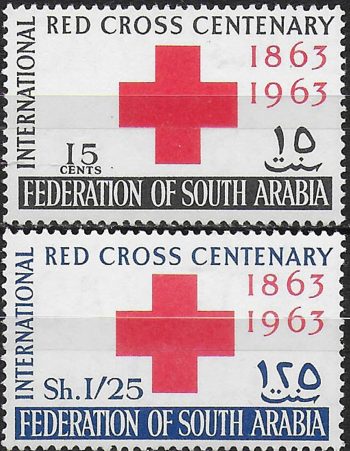1963 South Arabian Federation Red Cross Centenary 2v. MNH SG n. 1/2