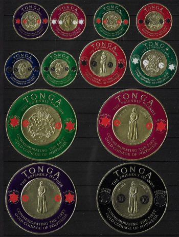 1965 Tonga Gold coins surch 12v. MNH SG n. 151/61
