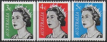 1966 Australia coil stamps 3v. MNH SG n. 404/405a