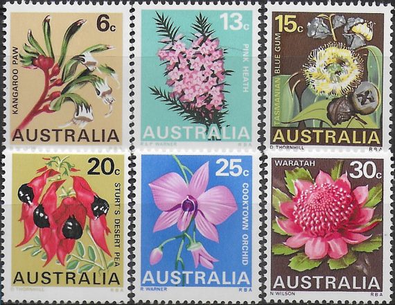1968 Australia flowers 6v. MNH Michel n. 398/403