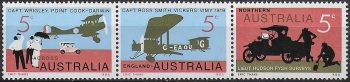 1969 Australia England-Australia flight 3v. sideways MNH SG n. 450/52