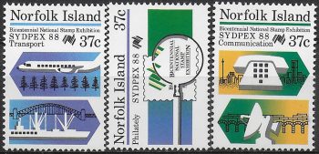 1988 Norfolk island Sydpex 3v. MNH SG. n. 444/46