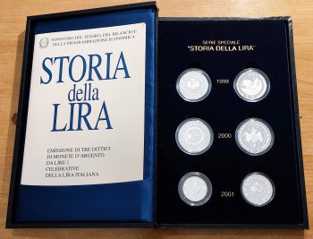 1999-2001 Italia Storia della Lira 6 coins in silver Proof