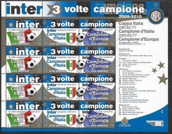2010 San Marino Inter 3 times champion MS MNH Unificato n. 2290/92