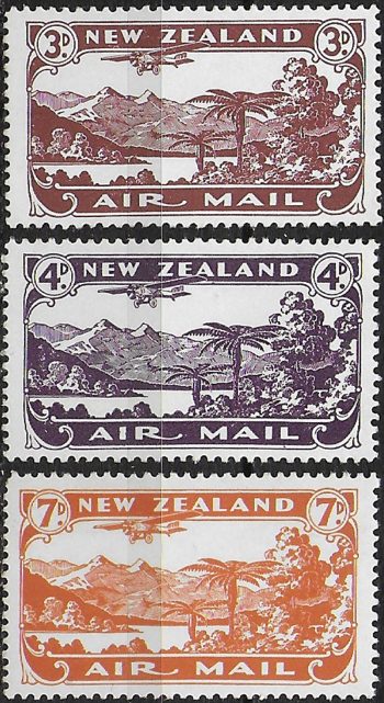 1931 New Zealand airmail Lake Scenery 3v. MNH SG n. 548/50