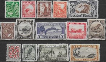 1936-42 New Zealand Pictorial 14v. MNH SG n. 577/902c