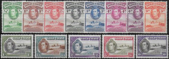 1938-43 Gold Coast George VI 13v. MNH SG n. 120a/32