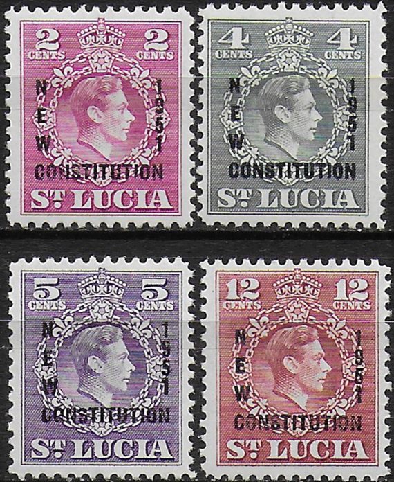 1951 St Lucia New Constitution 4v. MNH SG n. 167/70