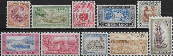 1952 Samoa Pictorial 10v. MNH SG n. 219/28