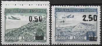1953 Albania airmail overprinted 2v. MNH Unificato n. 60/61
