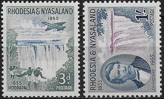 1955 Rhodesia and Nyasaland Victoria Falls 2v. MNH SG n. 16/17