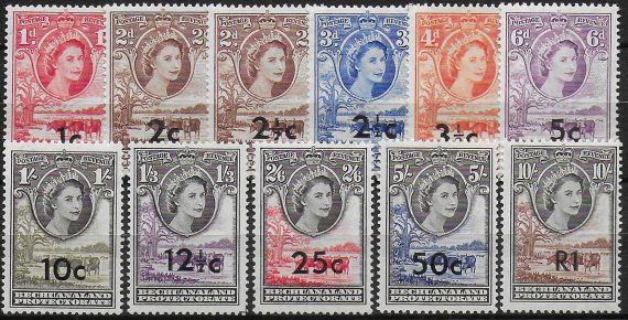 1961 Bechuanaland New Currency 11v. MNH SG n. 157/67
