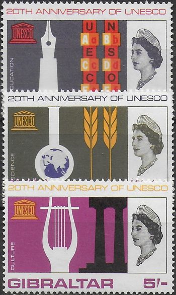 1966 Gibilterra UNESCO 3v. MNH SG. n. 196/98