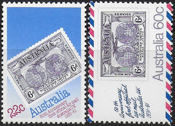 1981 Australia Airmail Service Australia-UK 2v. MNH SG. n. 770/71