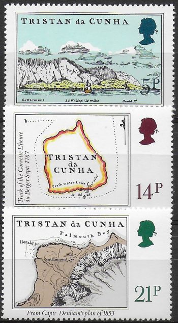 1981 Tristan da Cunha early maps 3v. MNH SG. n. 304/06