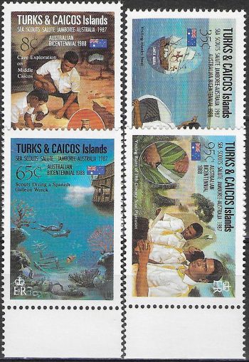 1988 Turks and Caicos world Scout jamboree 4v. MNH SG. n. 917/20