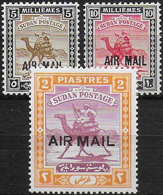 1931 British Sudan airmail Postman 3v. MNH SG n. 47/49