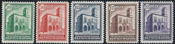 1932 San Marino Post Office Inauguration 5v. MNH Sassone n. 159/63