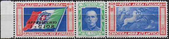 1933 Italia Crociera I-GIOR airmail MNH Sassone n. 51G