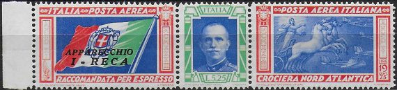 1933 Italia Crociera I-RECA airmail MNH Sassone n. 51Q