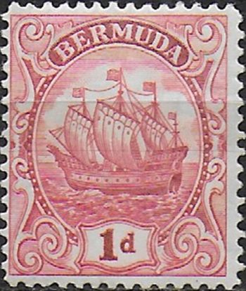 1934 Bermuda Sailing ship 1d. carmine lake MNH SG n. 79a